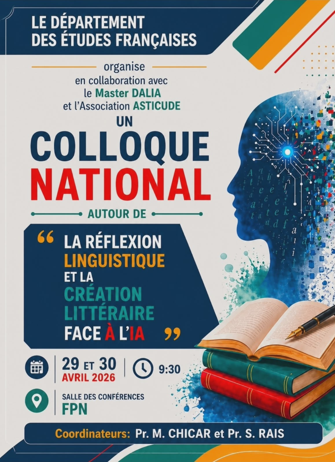 Colloque National: La Réflexion Linguisitique et la Création Littéraire Face à l'IA